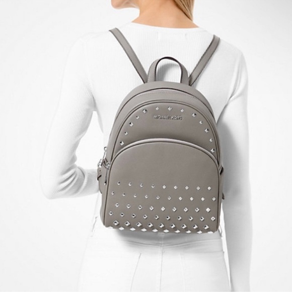 Michael Kors Handbags - Michael Kors Abbey Studded Backpack Grey silver studs